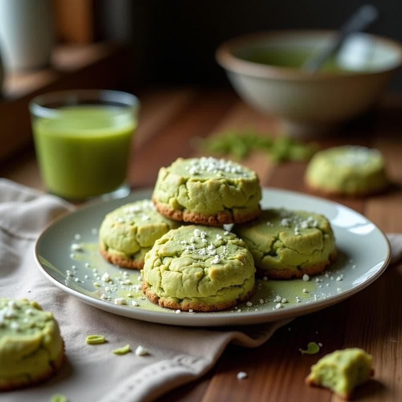 Galletas de Harina de Coco y Matcha: Postre Vegano sin Horno con 4 Ingredientes
