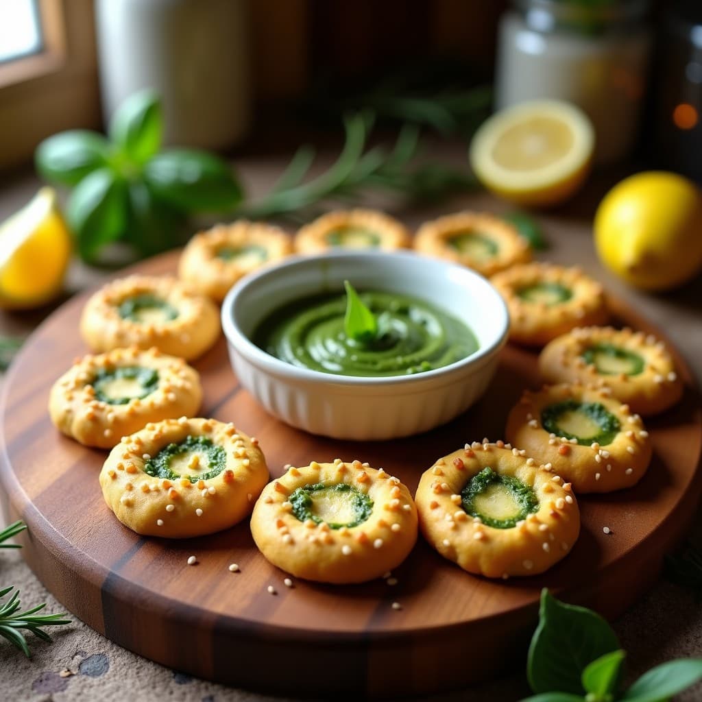 Galletas de Harina de Garbanzo y Pesto de Rúcula: Snack Sin Gluten con Toque Italiano
