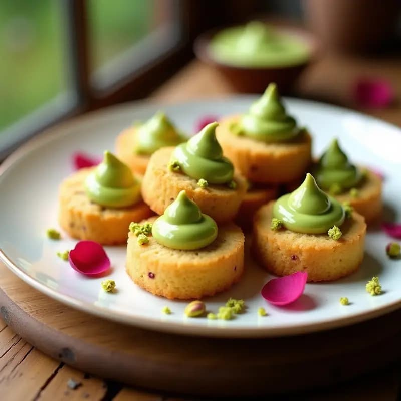 Galletas de Harina de Garbanzo y Rosas con Crema de Pistacho: Snack Persa Sin Gluten