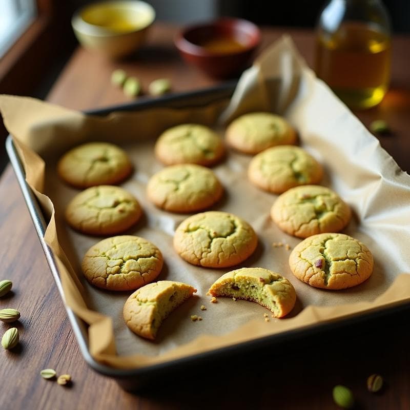 Galletas de Harina de Pistacho y Aceite de Oliva: Postre Sin Gluten y Sin Azúcar en 15 Minutos