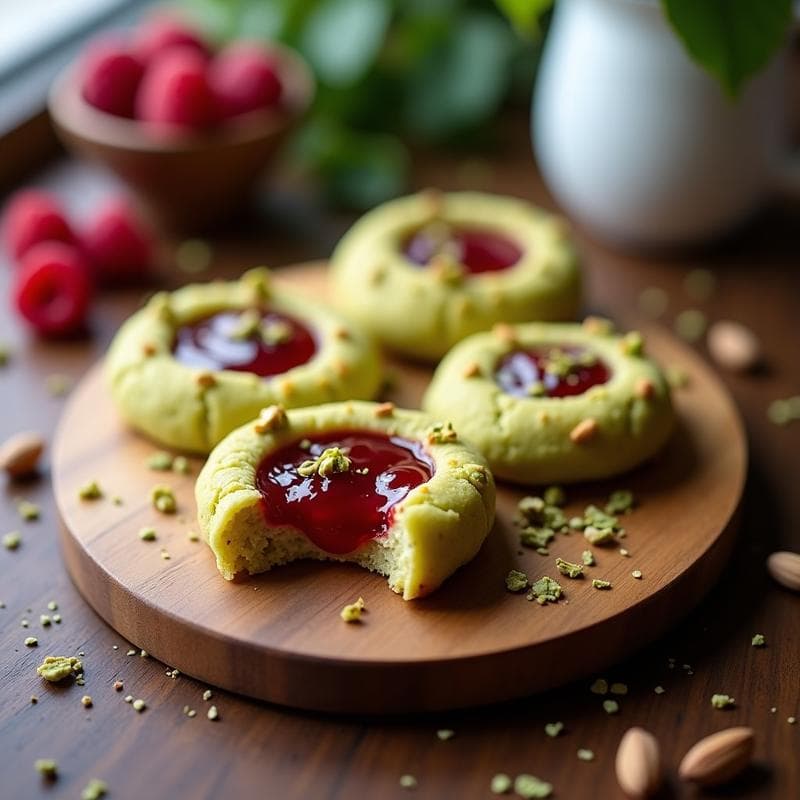 Galletas de Harina de Pistacho y Mermelada de Frambuesa: Postre Sin Gluten y Sin Lácteos