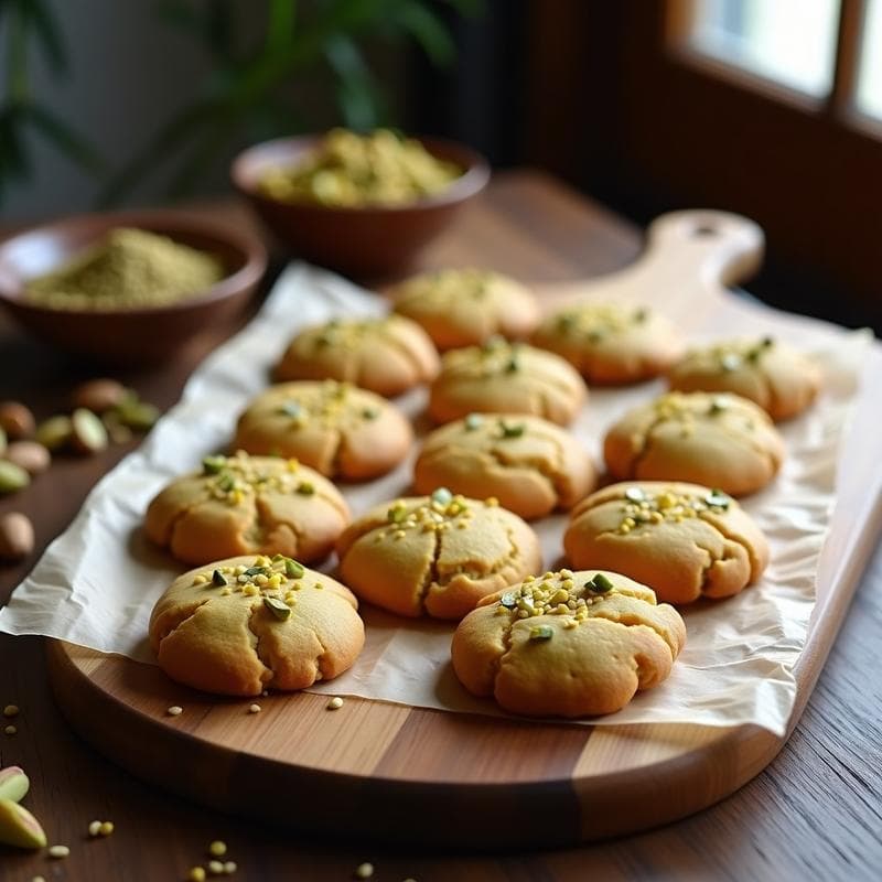Galletas de Harina de Teff y Mantequilla de Pistacho: Postre Sin Gluten y Alta en Hierro