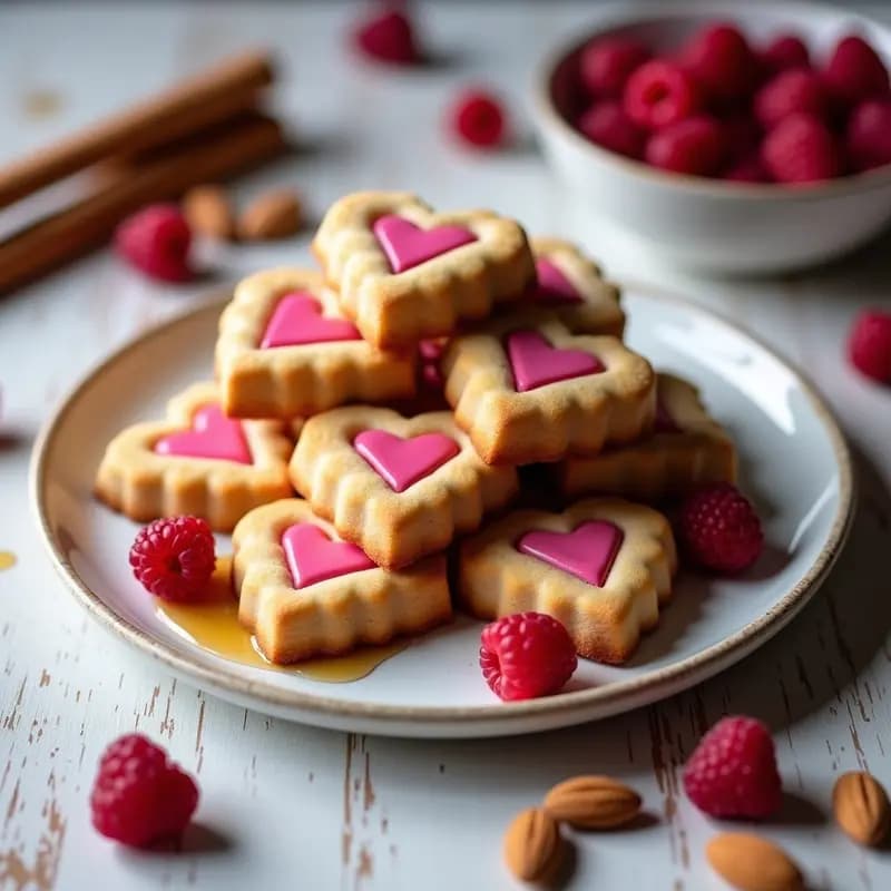 Galletas de Jengibre y Miel de Agave en Forma de Corazones Rellenos de Crema de Frambuesa: Postre Romántico