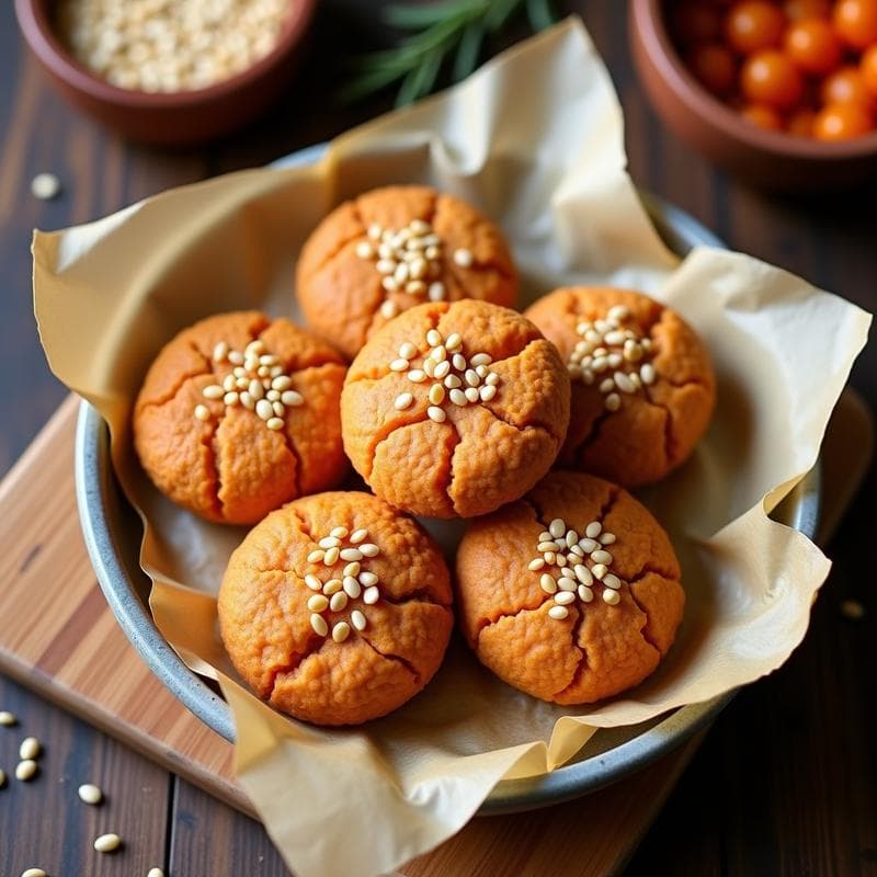 Galletas de Lentejas Rojas y Tahini con Semillas de Sésamo: Snack Saludable y Crudivegano