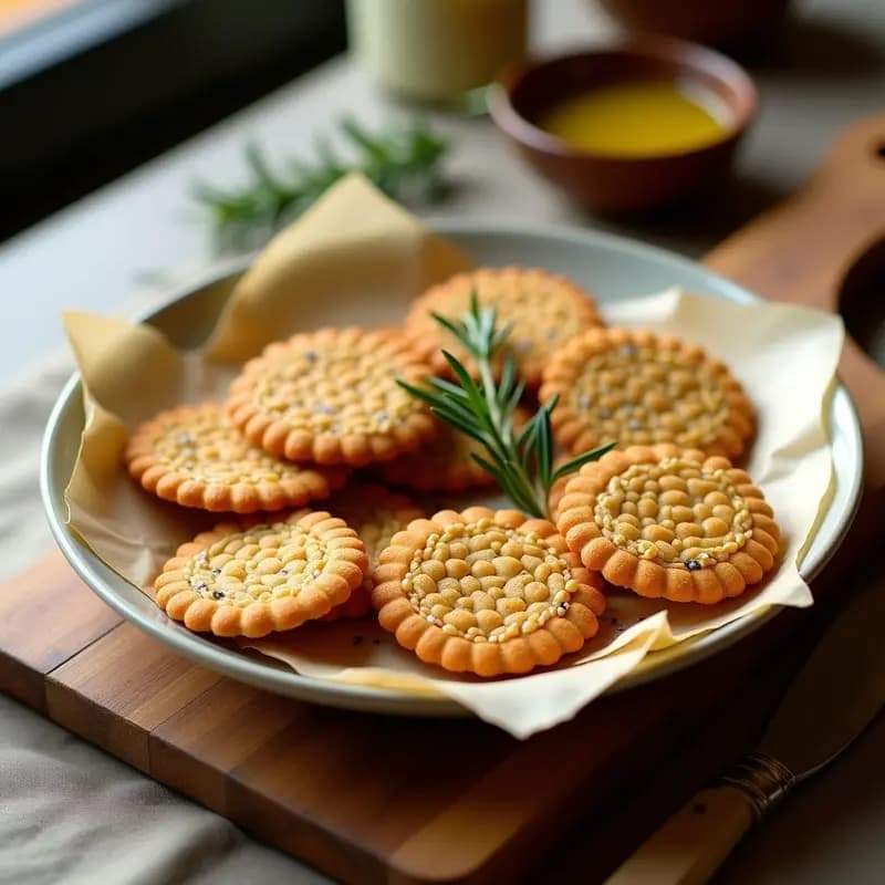 Galletas de Harina de Lentejas y Romero con Aceite de Oliva: Aperitivo Vegano y Crujiente para Tupper