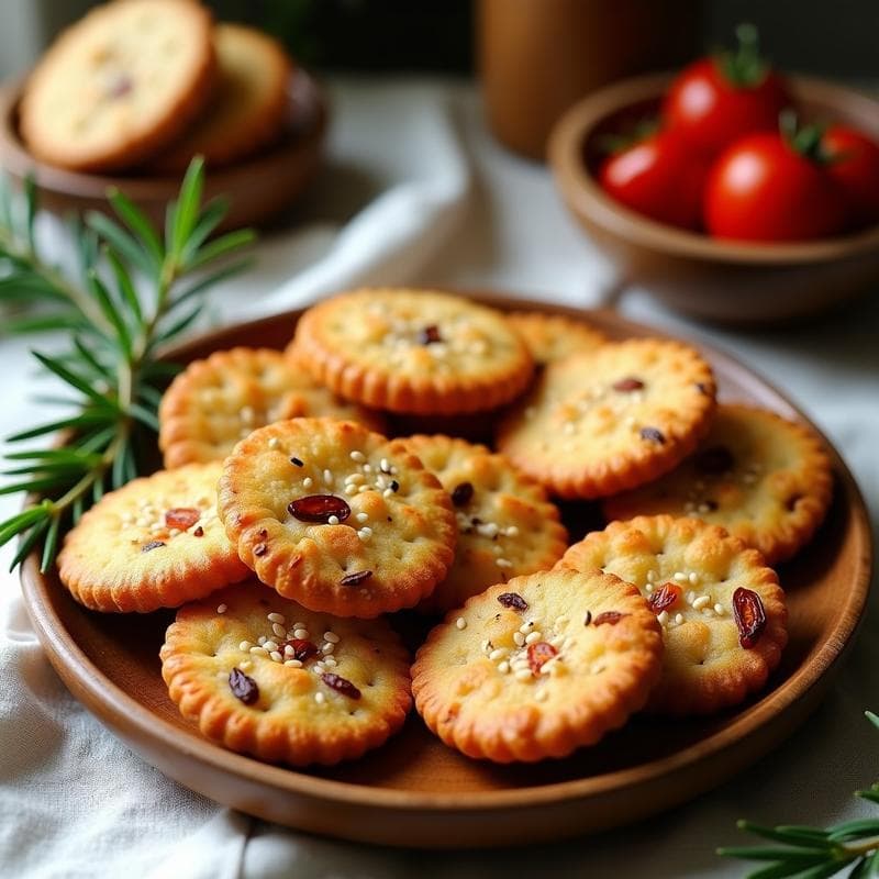 Galletas de Harina de Lentejas y Tomate Seco: Snack Italiano Crujiente y Vegano