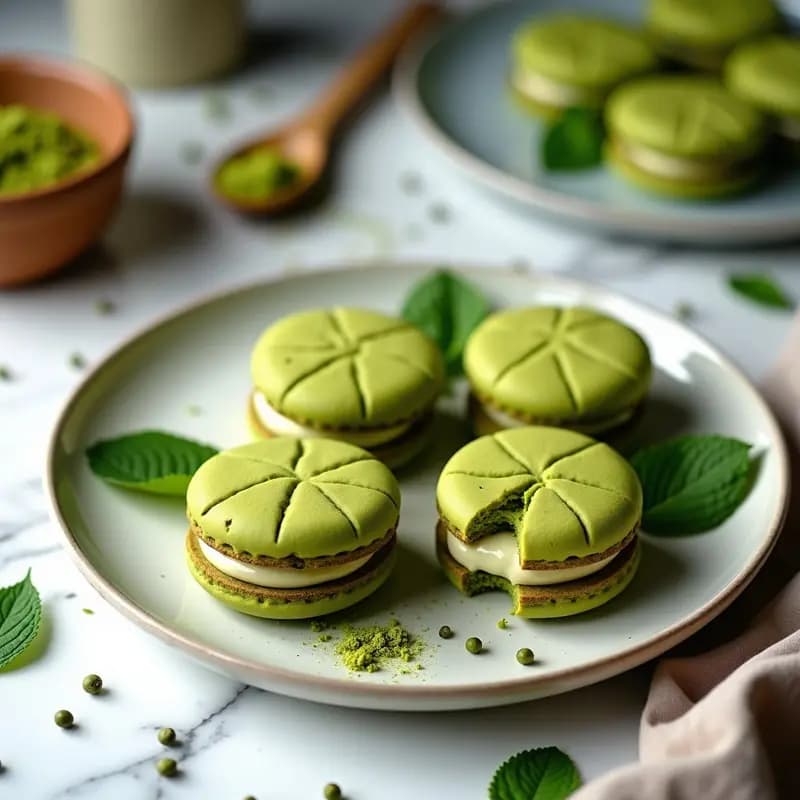 Galletas de Matcha y Semillas de Cáñamo con Relleno de Crema de Anacardos: Postre Saludable