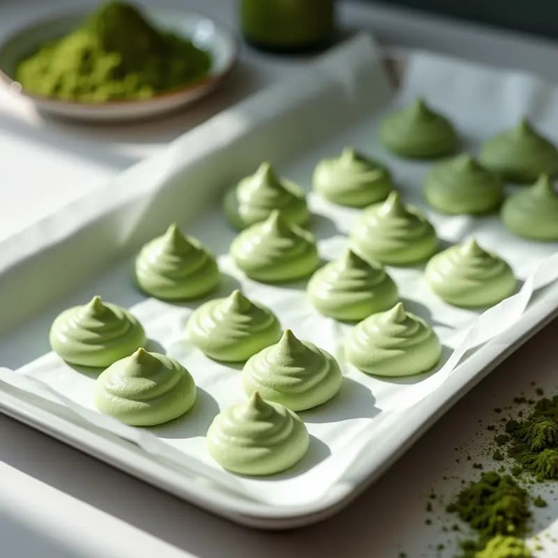 Galletas de Merengue de Aquafaba con Polvo de matcha: Postre Japonés Vegano y Sin Azúcar