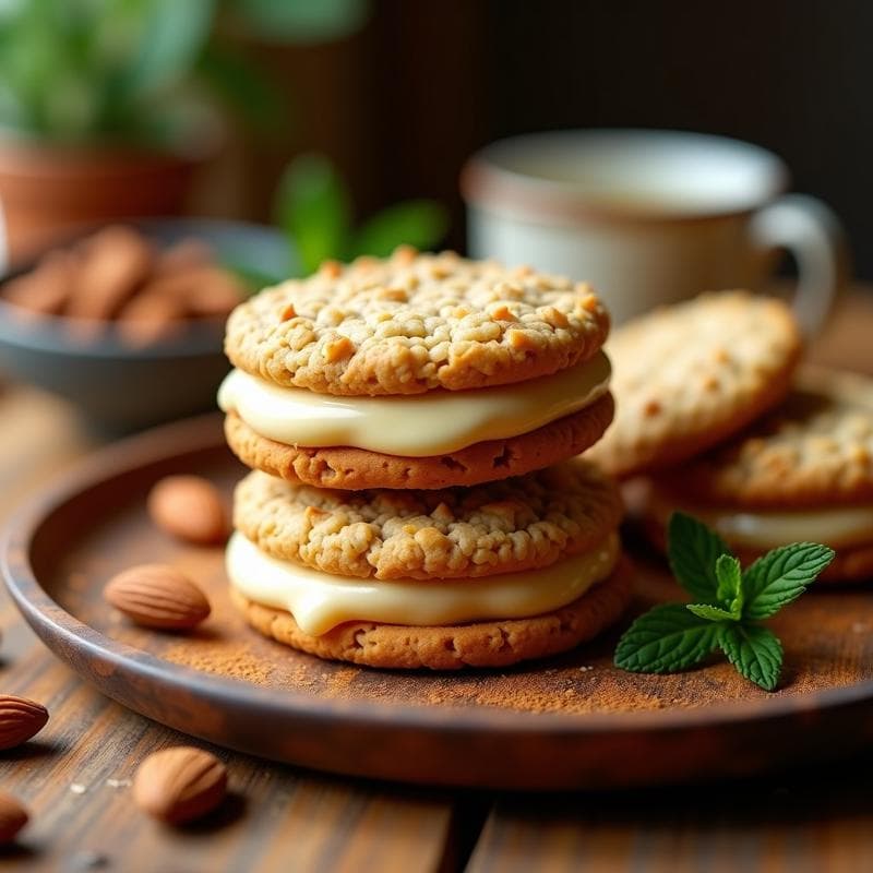 Galleta Sándwich de Avena y Queso de Almendras: Snack Vegano Sin Harina