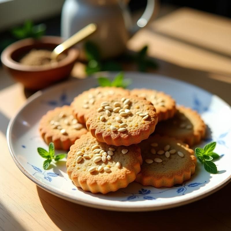 Galletas de Semillas de Girasol y Tahini con Especias de Zaatar: Snack Libanés Sin Harina