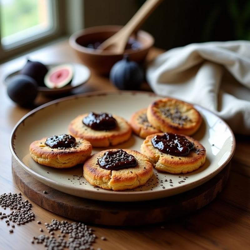 Galletes de Avena y Semillas de Lino con Mermelada de Higo Negro: Desayuno Sin Azúcar