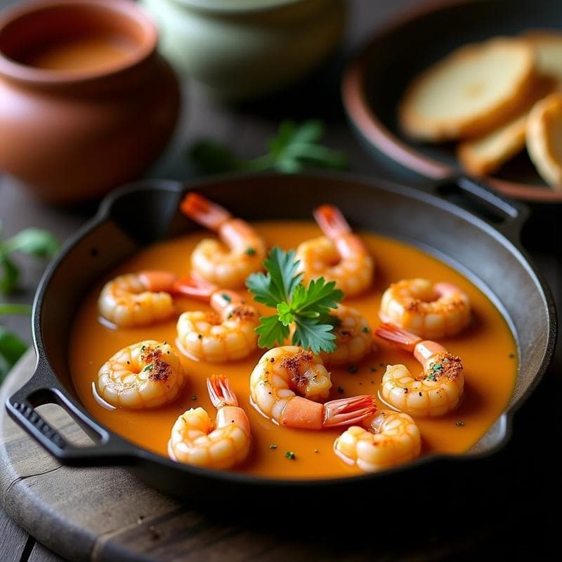 Gambas al Whisky con Crema Aragonesa: Receta Gourmet en 15 Minutos con Toque de Montaña