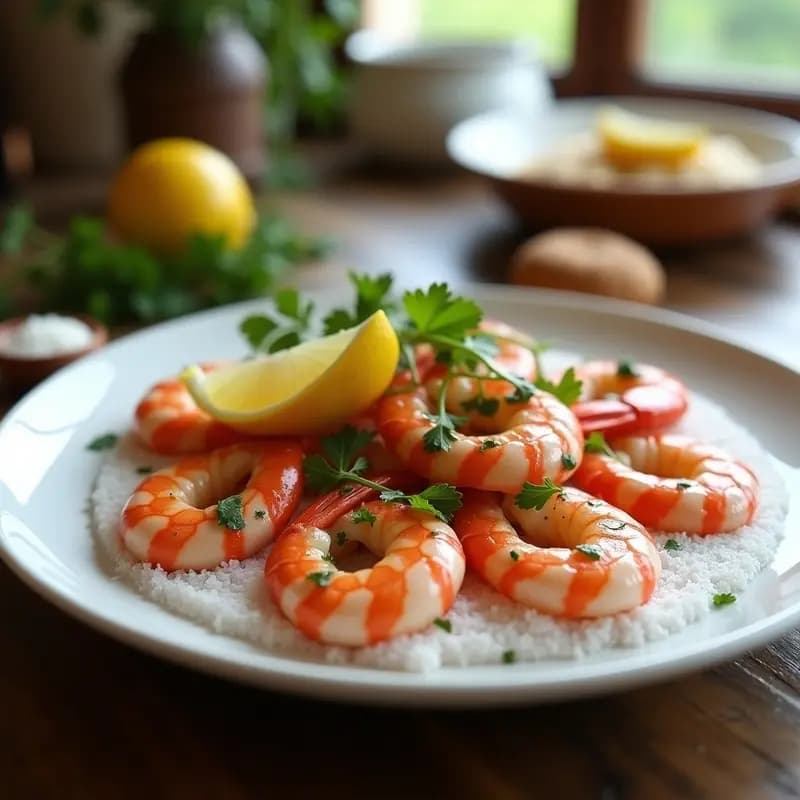 Gambas rojas de Denia a la sal con hierbas provenzales: Receta sencilla y elegante