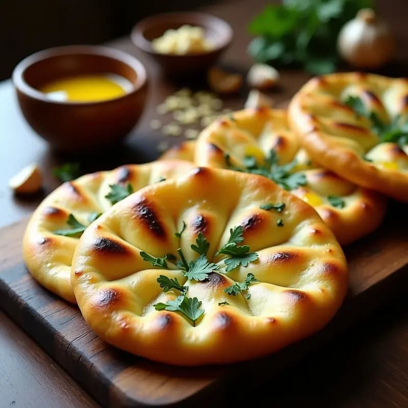 Garlic Naan Sin Gluten con Harina de Garbanzo: Pan Indio Tradicional y Esponjoso