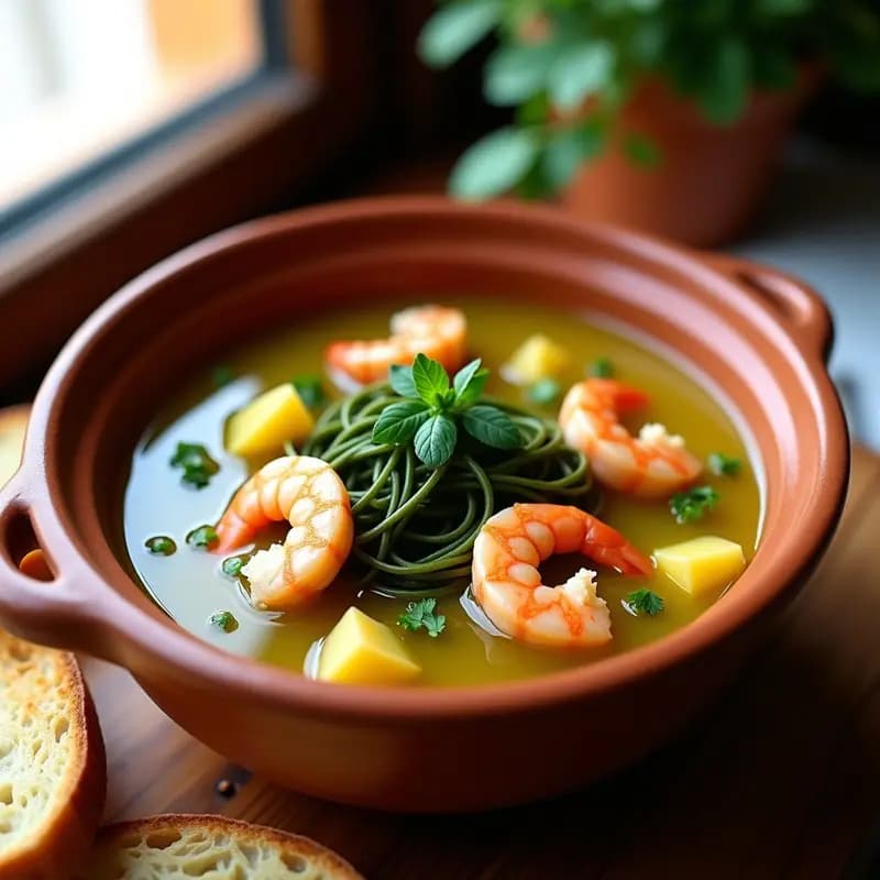 Gazardillo de Algas y Gambas: Sopa Costera Andaluza Tradicional