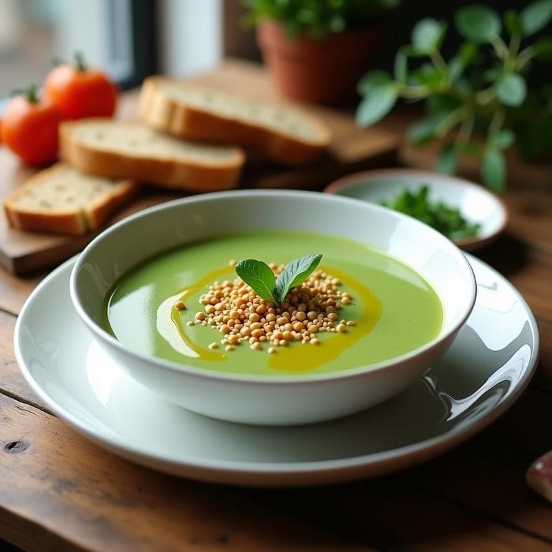 Gazpacho Andalo-Picante: Receta Fría de Espinacas y Garbanzos con Toque de Comino