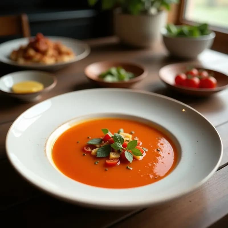 Gazpacho Ibérico con Vinagreta Ahumada: Receta Tradicional Refrescante en 10 Minutos