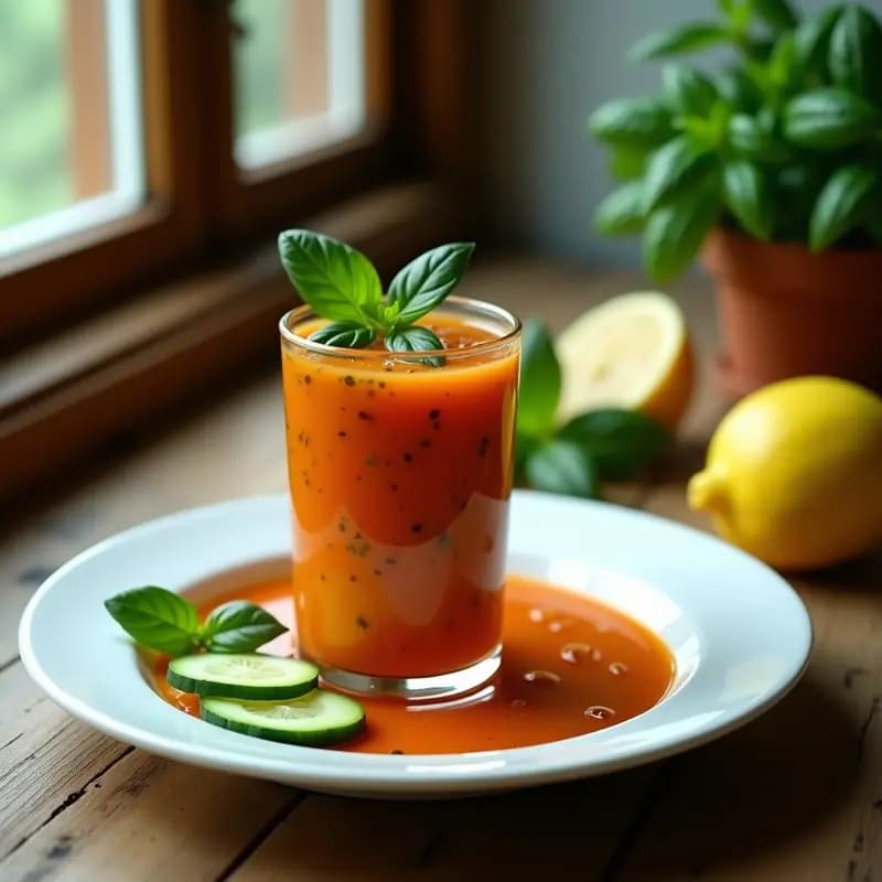 Gazpacho de Albahaca y Limón: Receta Vegana Fresca y Digestiva en 10 Minutos