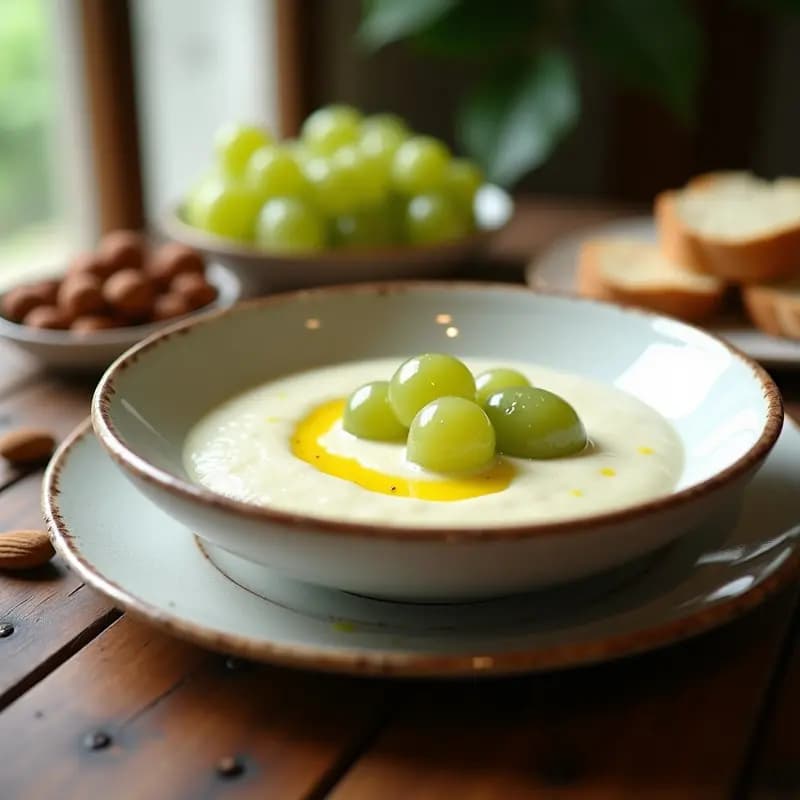 Gazpacho de Ajo Blanco con Uva: Receta Andaluza Tradicional en 10 Minutos