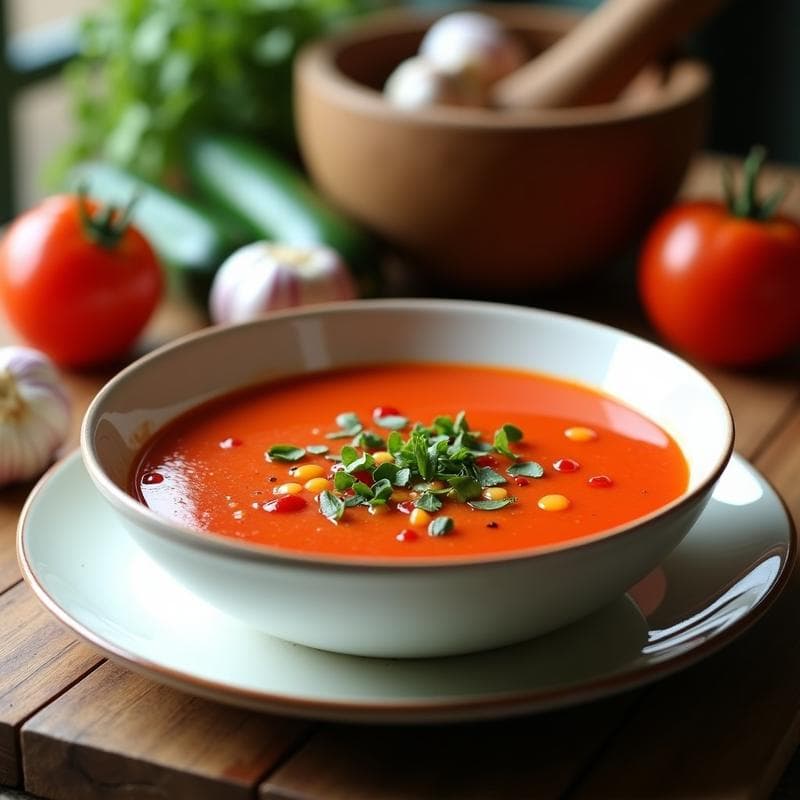 Gazpacho Andaluz con Ajo Negro: Receta Fría en Airfryer con Umami Intenso