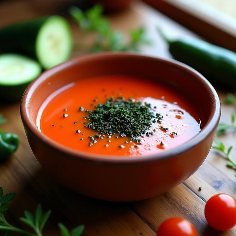 Gazpacho Andaluz con Algas Marinas: Receta Fresca y Rápida con Toque del Mar