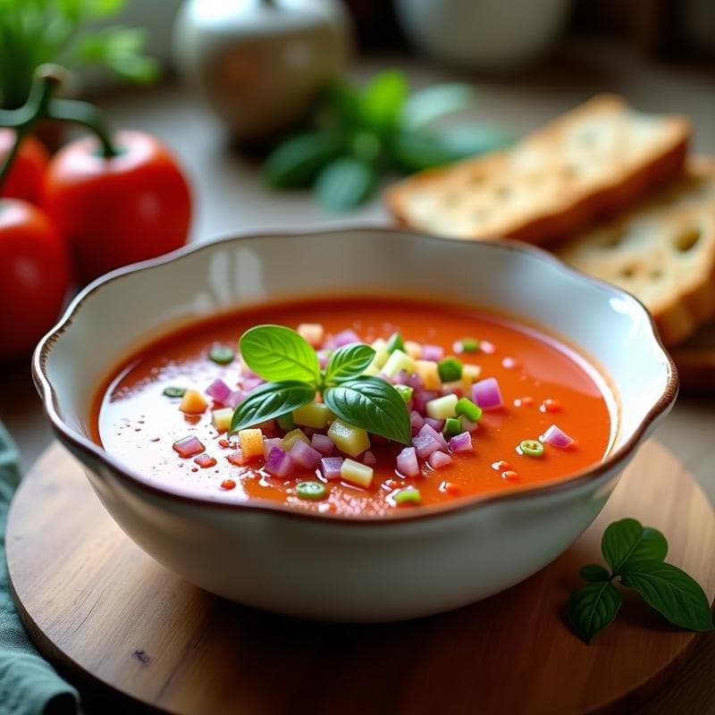 Gazpacho Andaluz con Cebolla Morada: Receta Original y Refrescante en 10 Minutos