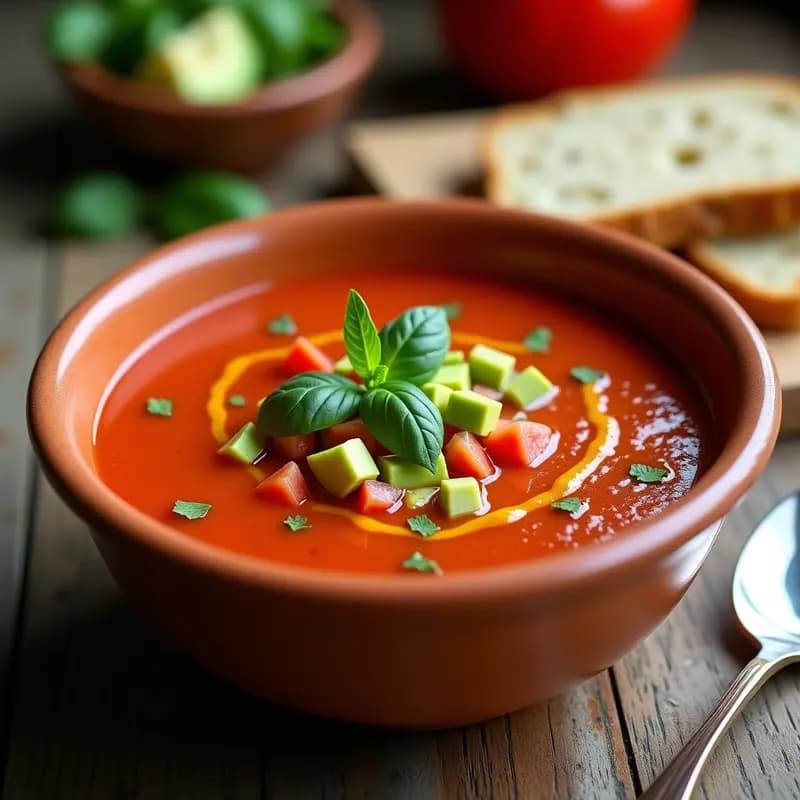 Gazpacho Andaluz con Aguacate y Vinagre de Mora: Receta Fresca, Rápida y Sin Cocción