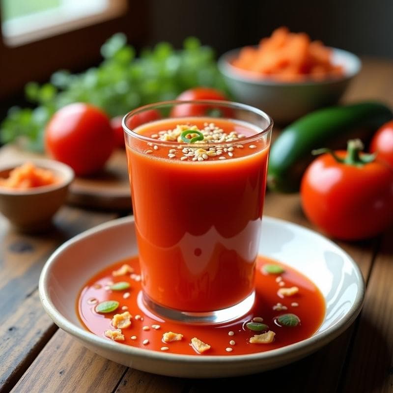 Gazpacho Andaluz con Kimchi Fermentado: Receta Única Alta en Probióticos y Vitamina C