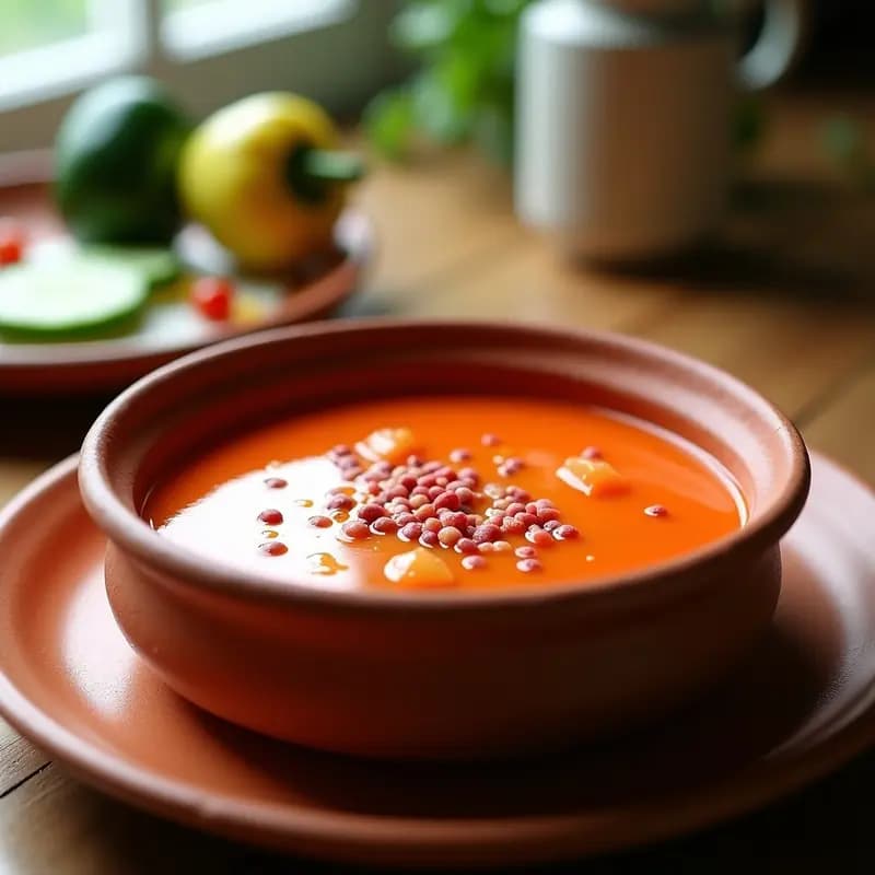 Gazpacho Andaluz Helado con Pimienta Rosa: Receta Refrescante en 15 Minutos Sin Cocinar