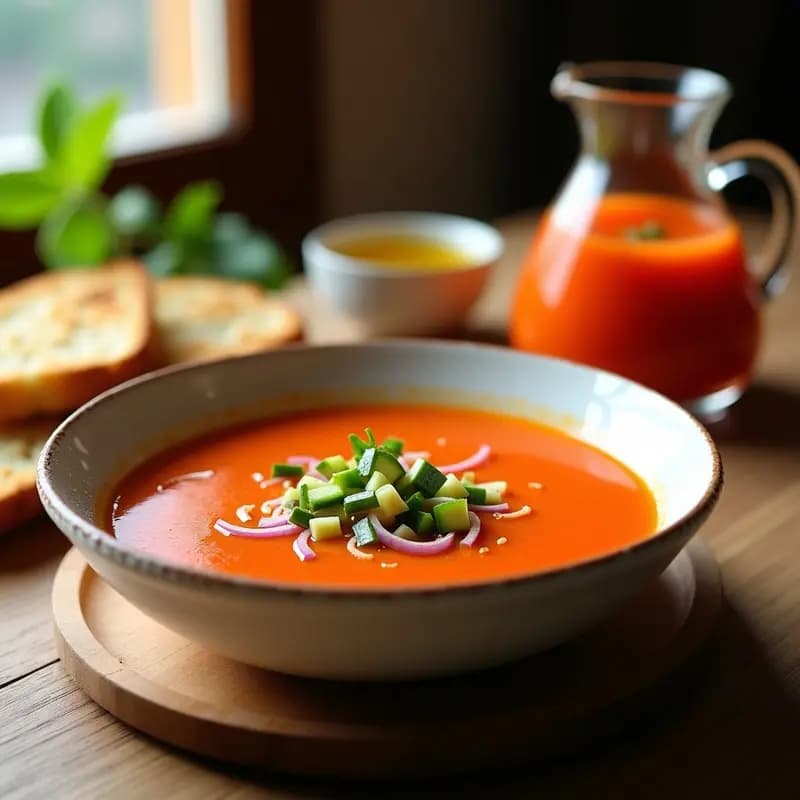 Gazpacho Andaluz Helado: Receta Original con Tomate de Perla y Pan de Telera
