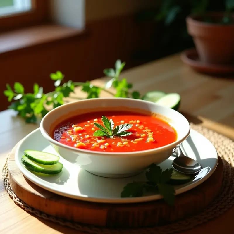 Gazpacho Andaluz con Hielo Picado: Sopa Fría para el Calor