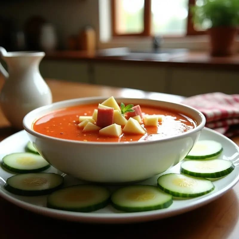 Gazpacho Andaluza con Trozos de Jamón y Huevo: Receta de Verano Refreshing y Nutritiva