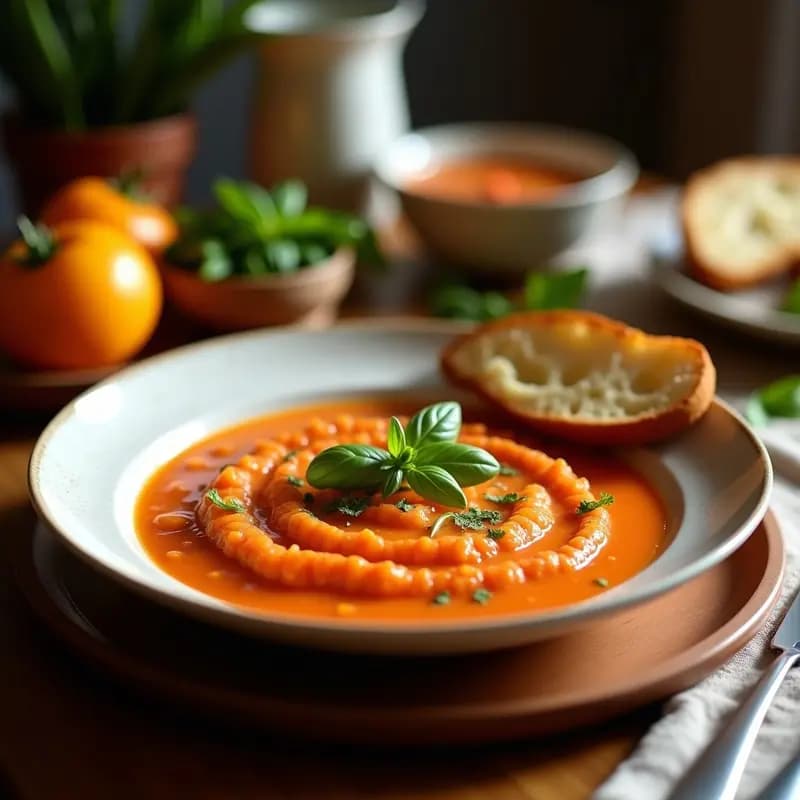 Gazpacho Andaluz con Pan de Ajo: Receta Española Fría y Refrescante