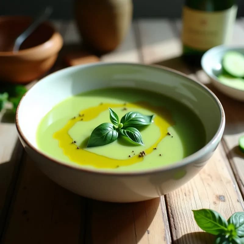 Gazpacho Andaluz de Pepino y Albahaca: Receta Fresca Sin Cocinar en 10 Minutos