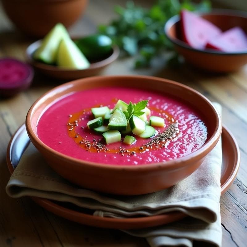 Gazpacho de Remolacha Rosada: Receta Andaluz con Toque Vibrante y Sin Lácteos