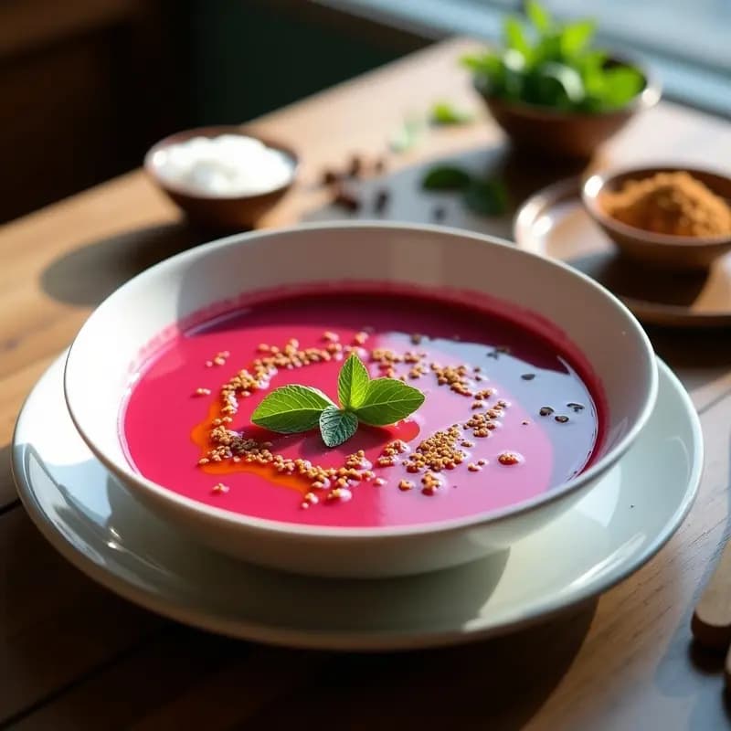 Gazpacho de Remolacha con Zaatar: Receta Fría Andalusa con Toque Libanés