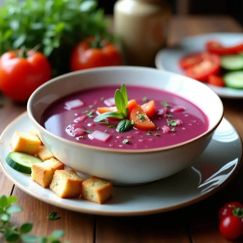 Gazpacho Andaluz con Repollo Morado: Receta Refrescante y Alta en Fibra en 10 Minutos