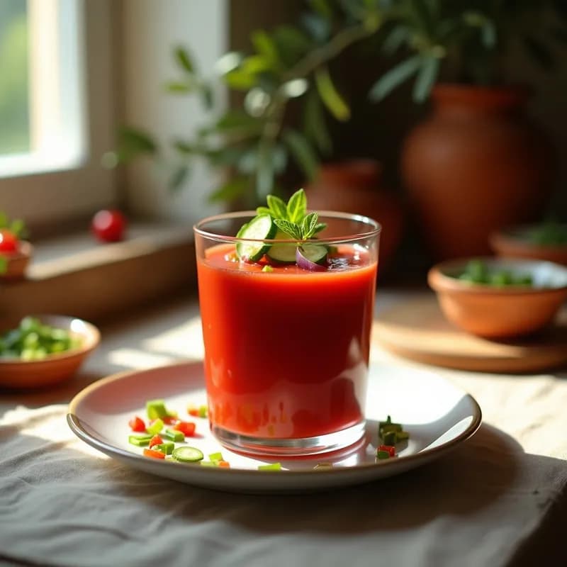 Gazpacho Andaluz Tradicional: Receta Sin Pan y con Toque de Vinagre de Jerez