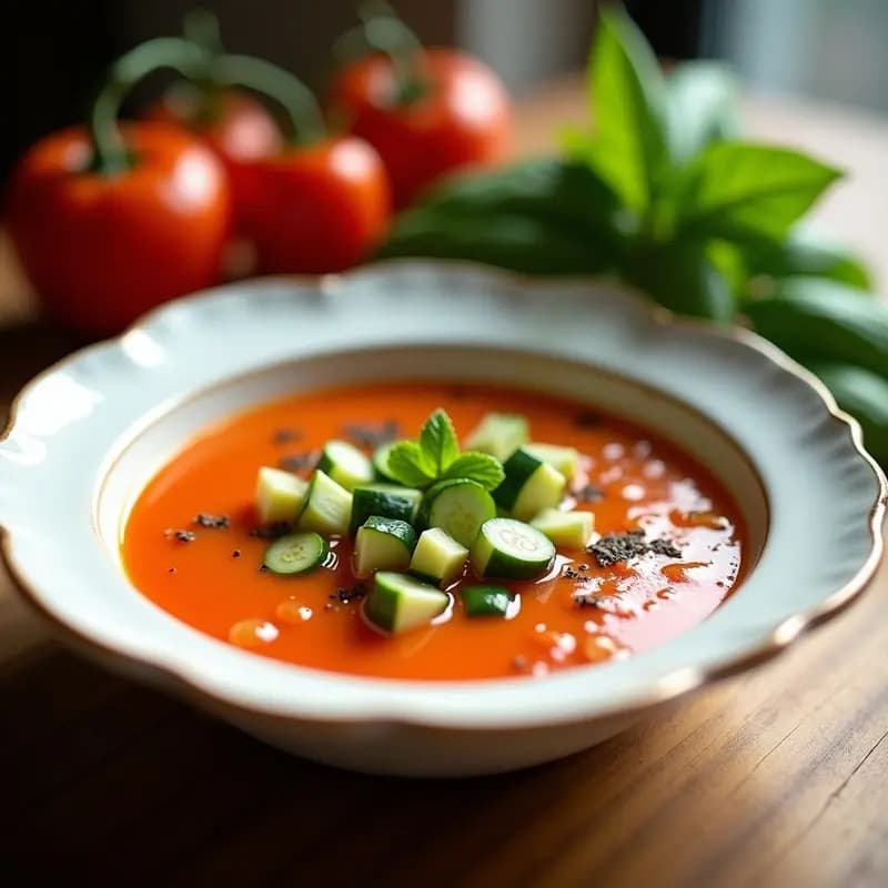 Gazpacho Andaluz Trufado: Receta Fría de Verano con Toque Gourmet