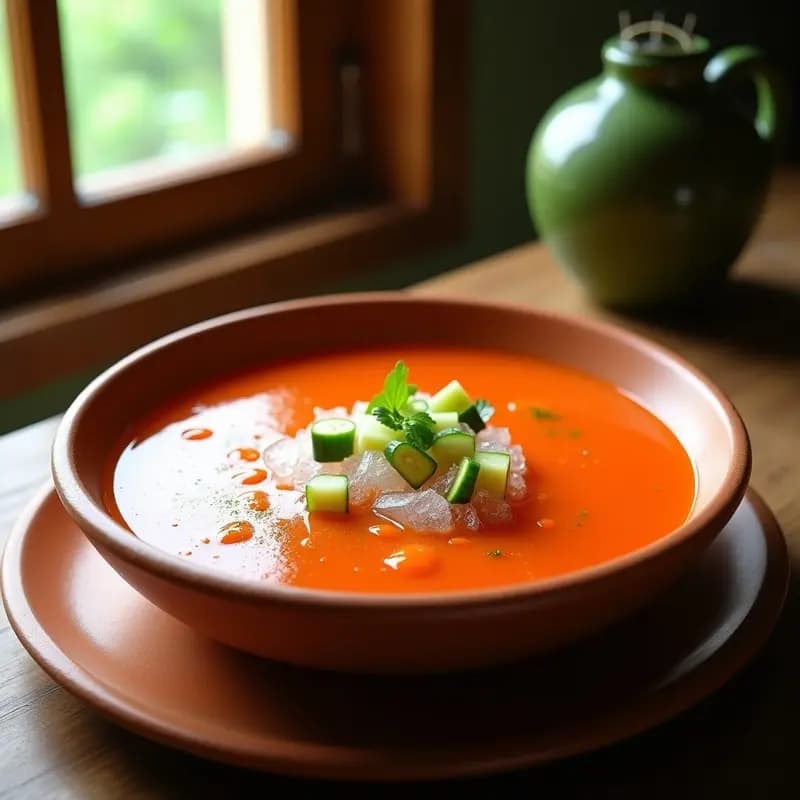 Gazpacho Andaluz con Vinagre de Jerez y Hielo Picado: Receta Refrescante Sin Cocinar