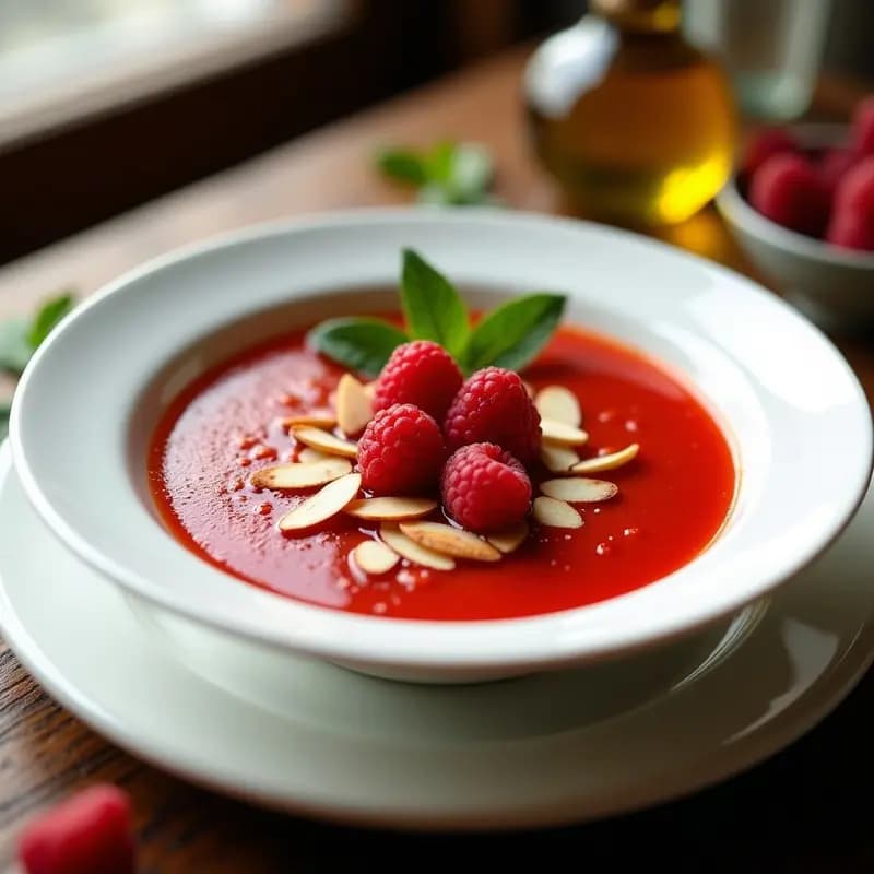 Gazpacho Andaluz con Vinagreta de Frambuesa: Receta Española Vegana y Refrescante