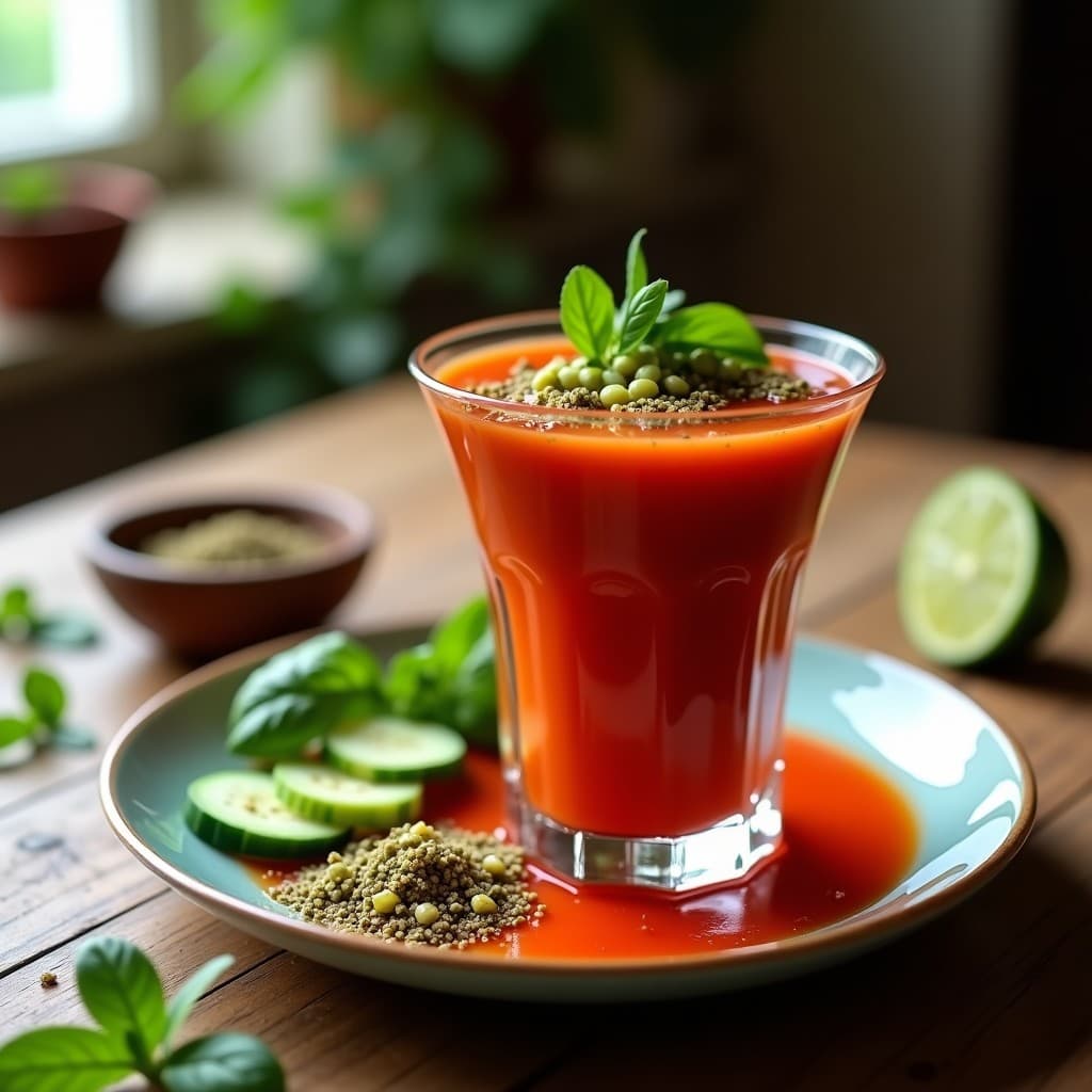 Gazpacho Andaluz con Zaatar: Receta en Airfryer Sin Cocción y Alta en Antioxidantes