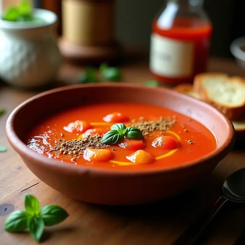 Gazpacho Andaluz con Zaatar: Receta Fría y Exprés con Toque Árabe en 10 Minutos
