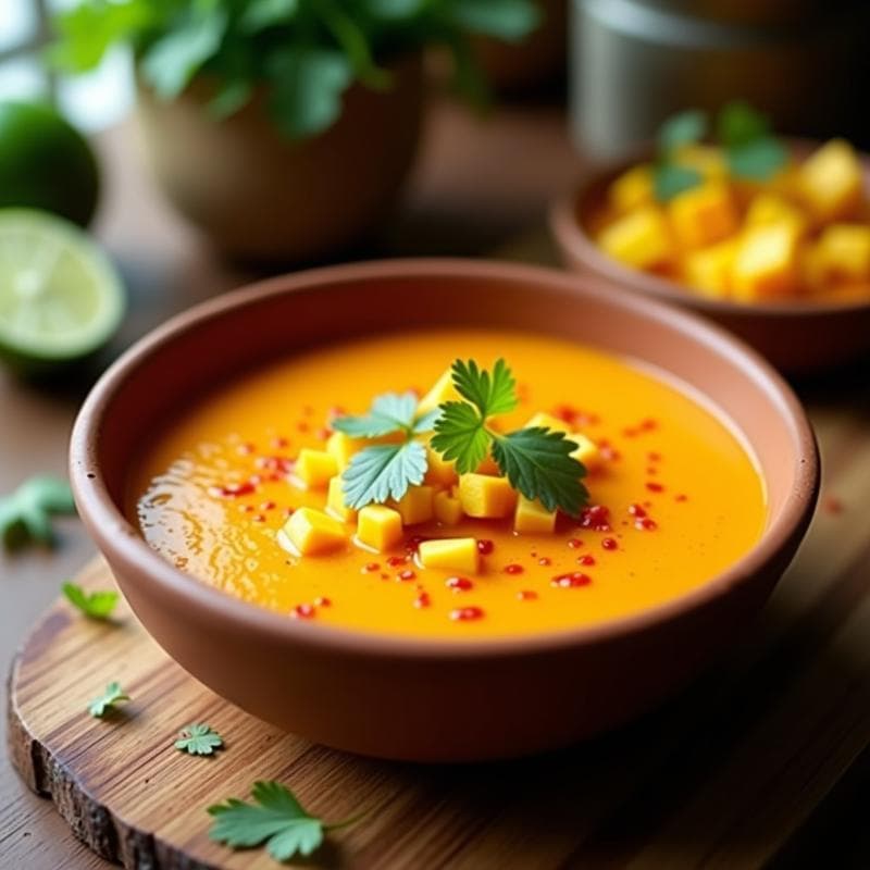 Gazpacho de Mango y Chile Habanero: Receta Refresh Ultra Rápida en 10 Minutos