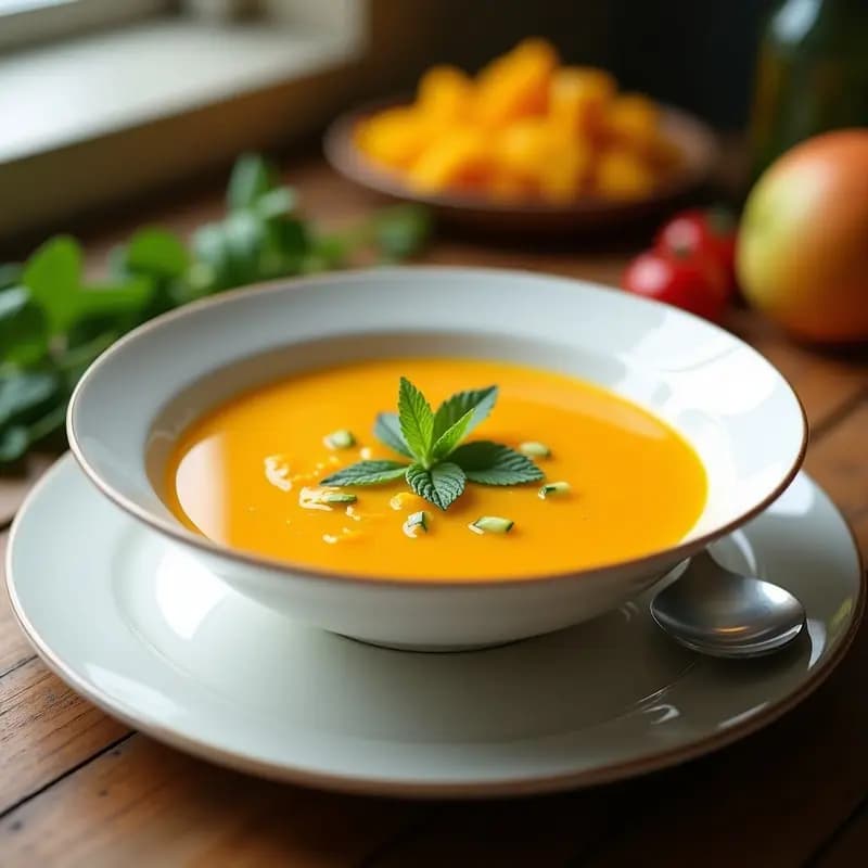 Gazpacho de Mango y Pepino con Toque de Wasabi: Receta Española Refrescante y Sin Gluten