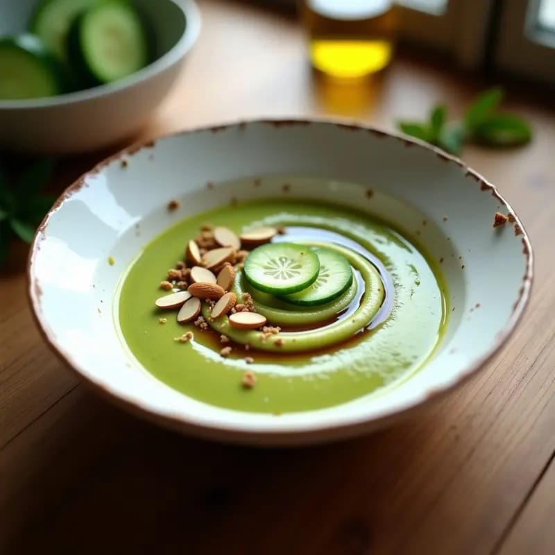 Gazpacho de Pepino y Aguacate con Vinagreta de Aceite de Oliva Negro: Receta Catalana Refrescante