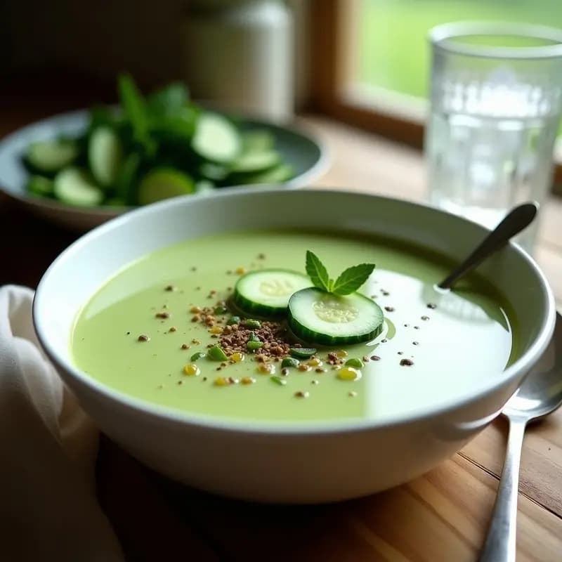Gazpacho de Pepino y Kéfir con Hierbas Provenzales: Receta Fresca Probiótica Sin Gluten