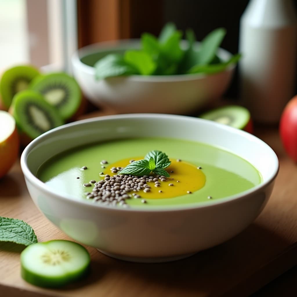Gazpacho de Pepino y Kiwi con Vinagreta de Vinagre de Sidra: Receta Refrescante y Digestiva