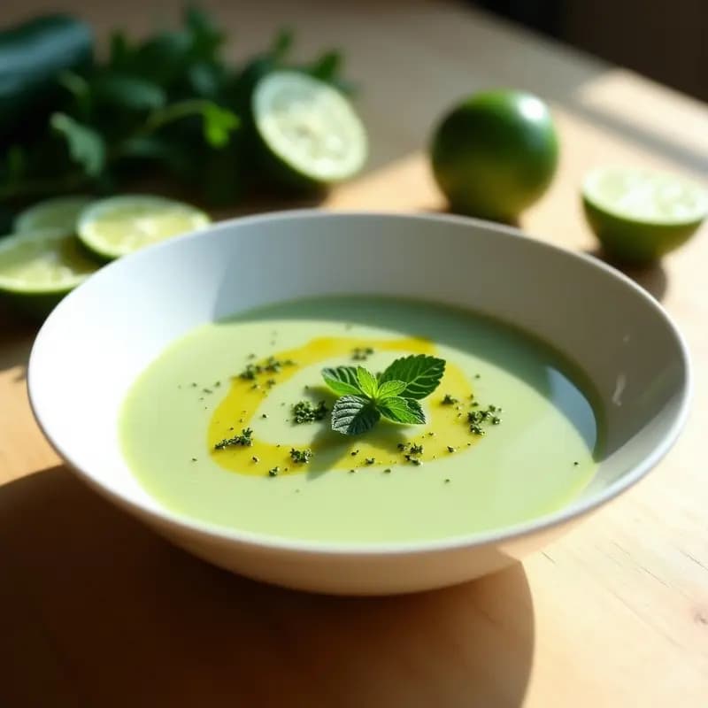 Gazpacho de Pepino y Mentpole con Toque de Ralladura de Lima: Receta Turca Refrescante Sin Gluten