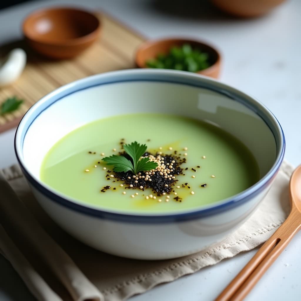Gazpacho de Pepino y Alga Nori con Toque de Jengibre: Receta Japonesa Refrescante